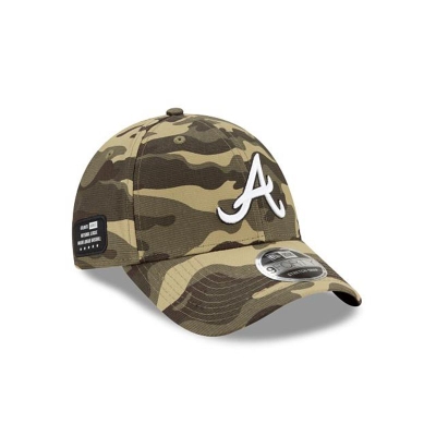 Green Atlanta Braves Hat - New Era MLB Armed Forces Weekend Stretch Snap 9FORTY Adjustable Caps USA9045681